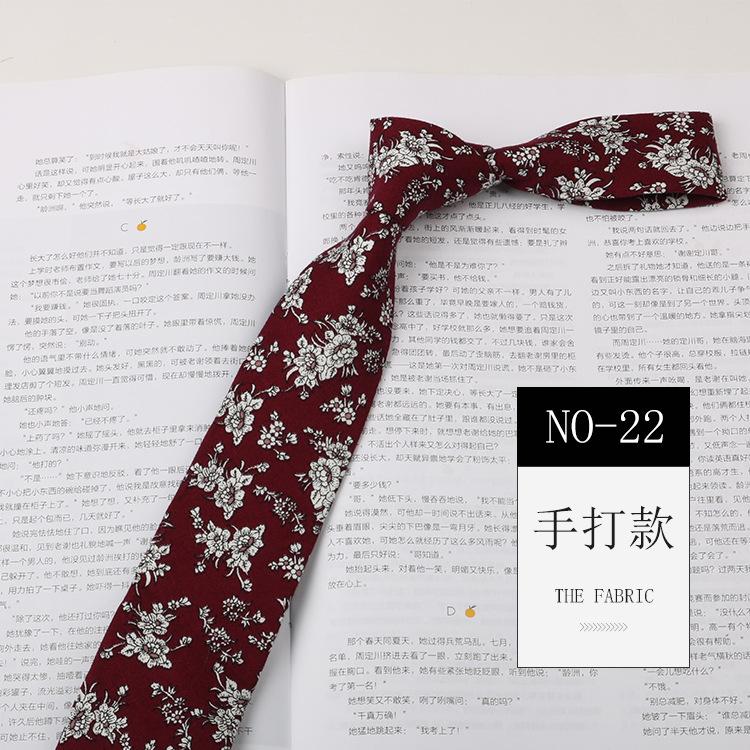 Floral Tie Men'S Patterned Cotton Shirt Macaron Printed Narrow Edition 6Cm Hand Tie Korean Casual Women'S Tie