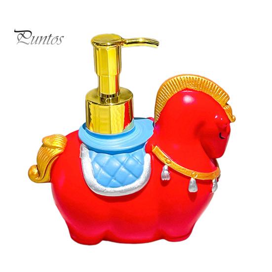 Practical Soap Container Dispenser Horse Design Hand Lotion Shower Dressing Table Holder Gel Bottle with Golden Pump Head Bathroom Accessory Metal