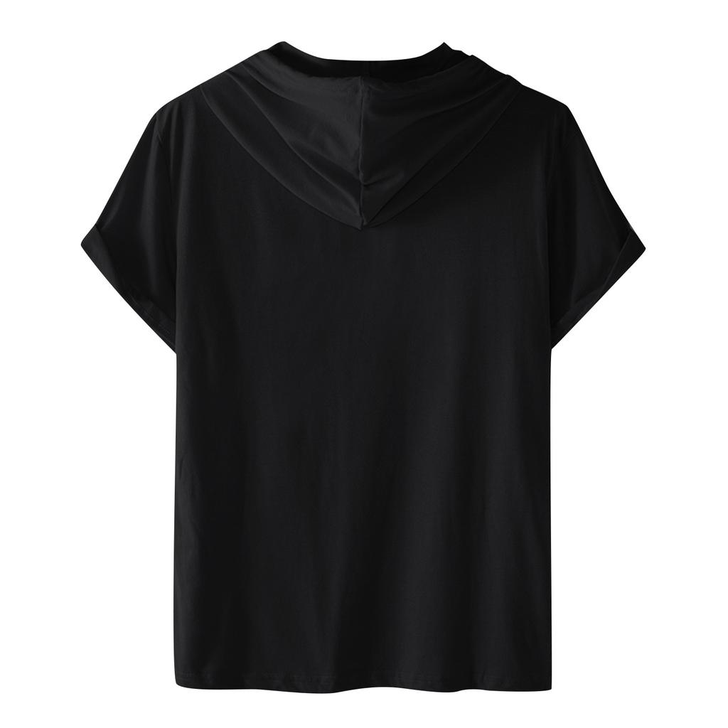 Summer Hooded Short Sleeved Men'S T-Shirt Loose Casual Sweatshirt