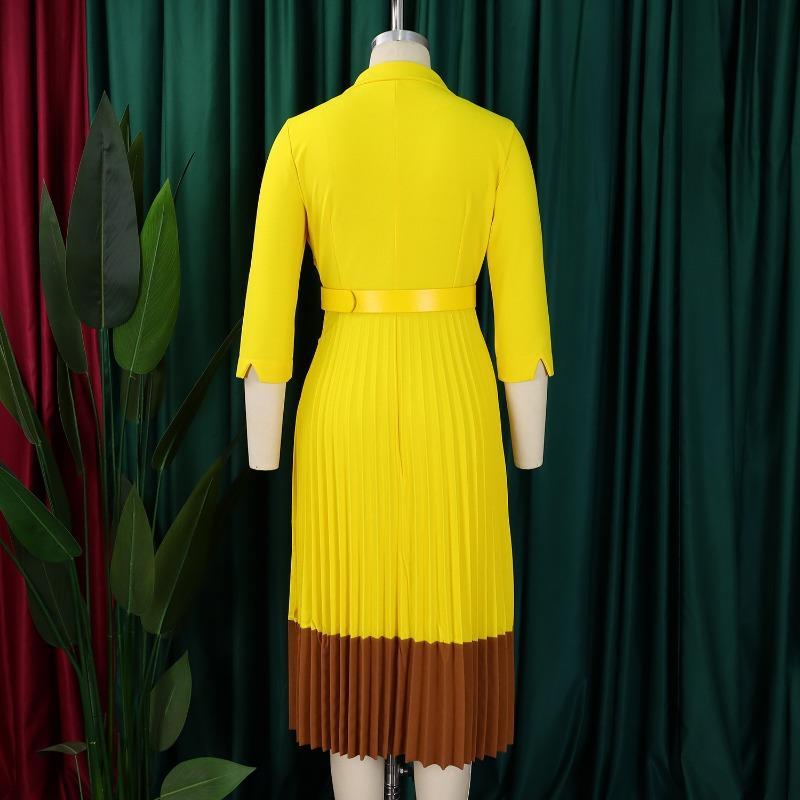 Spring and Autumn Fashion Women's Wear Collar Elegant Pleated dress