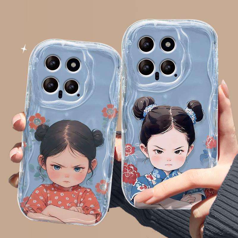 Chinese Style Girl Pendant Suitable for Opporeno11 Mobile Phone Case Vivos18 Transparent Silicone Xiaomi 14/13 Cute