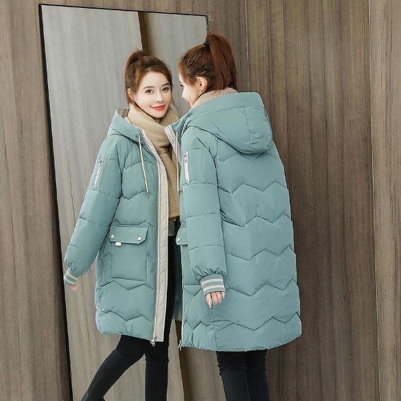 2023 Winter Frauen Jacke Mäntel Lange Parkas Weibliche Unten Baumwolle Mit Kapuze Mantel Dicke Warme Jacken Winddicht Casual Schüler Mantel