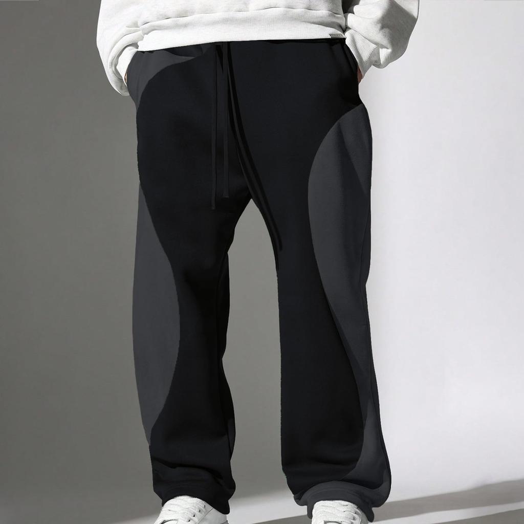 Pánské tepláky s poutky, ležérní kalhoty s barevně blokovanou linií, pánské volné kalhoty