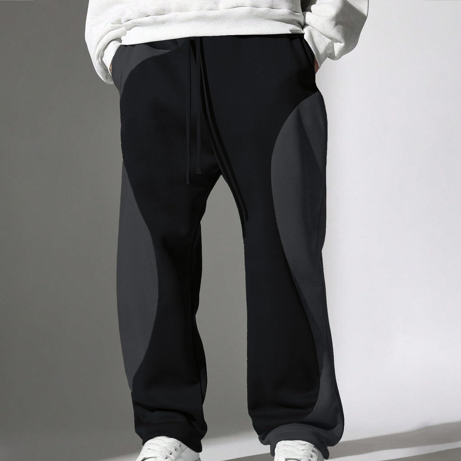 

Мужские спортивные брюки с петлями, Повседневные брюки с цветными блоками, Мужские свободные брюки XL чёрный