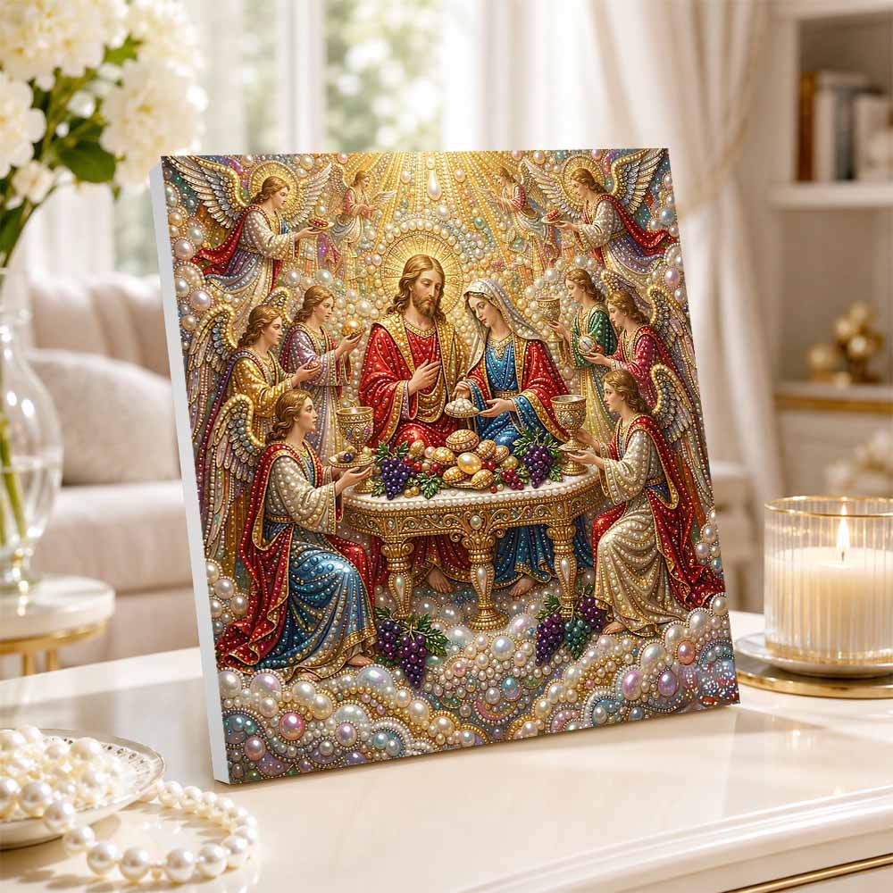 Pearl Painting 5D DIY Decorative Painting. Religious Jesus And Mary With Angels. Cute Birthday Gift. Handmade Art Painting