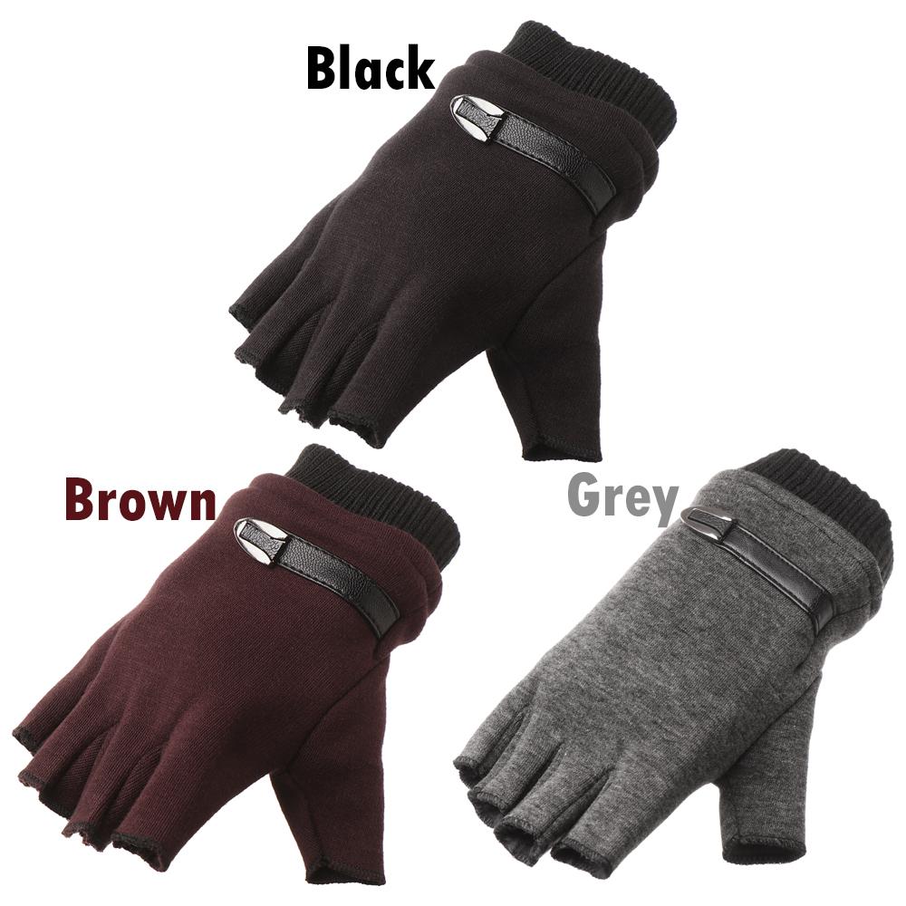 

Soft Keep Warming Cycling Mittens Half Finger Winter Gloves Warm Gloves man чорний