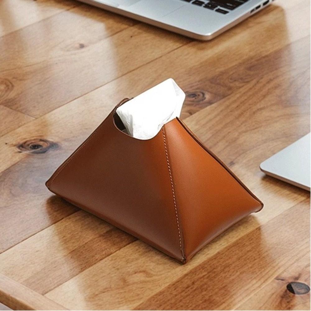 PU Leather Paper Towel Holder Solid Color Pull-Out Paper Towel Holder Box Home