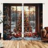 2pcs Christmas Trees Have Christmas Printed Curtain for Home Decor - Rod Pocket Window Treatment for Bedroom   Office   Kitchen