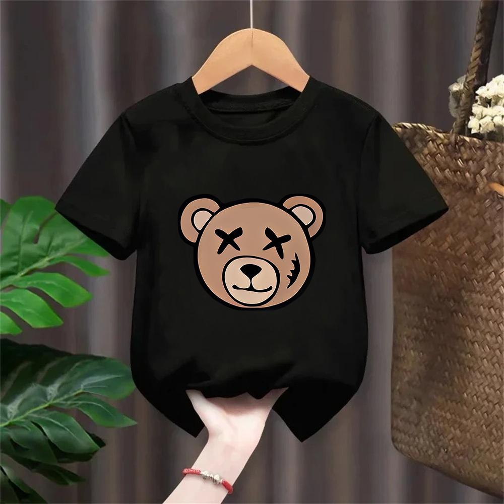 Children Tshirt With Added Sugar Summer New Product for Boys Girls Cartoon Teddy Bear Short Sleeved T Baby Cute Pattern