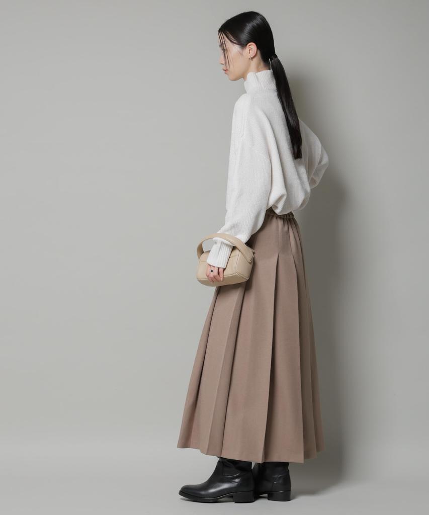 Nano Universe Wide Pleated Long F Women's Skirt, 040, Beige, 673-5230316