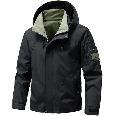 Herren Leichte Frühling/Herbst Kapuzen-Arbeitsjacke Jugendlich Lässig Minimalistisch Stehkragen Windjacke