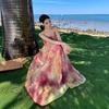 Spot year's new holiday style new Chinese style national style smudged seaside holiday suspender loose and thin dress