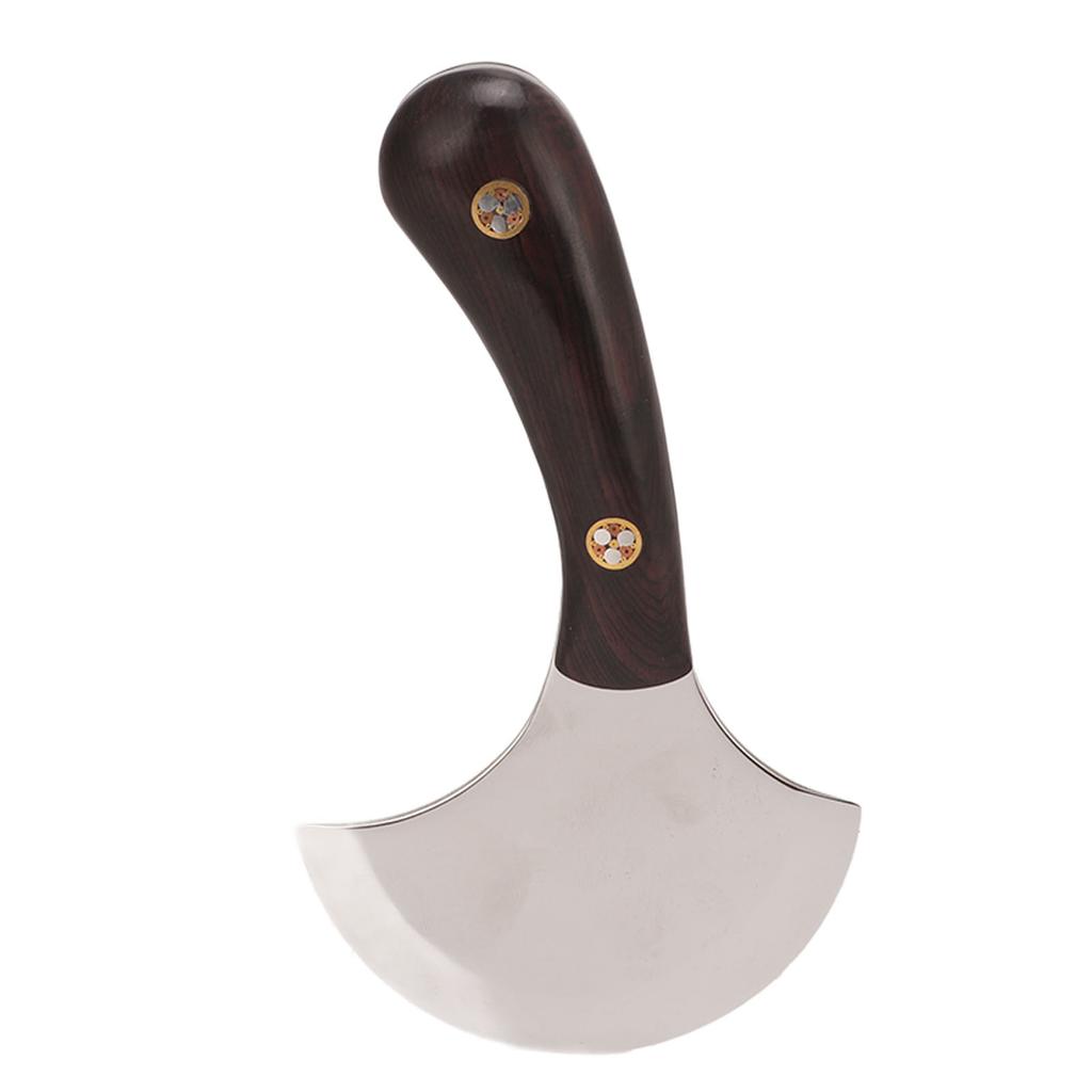 Leather Round Knife DIY One Piece Grinding Powder Steel Incisive Blade Ebony Handle Leather Skiving