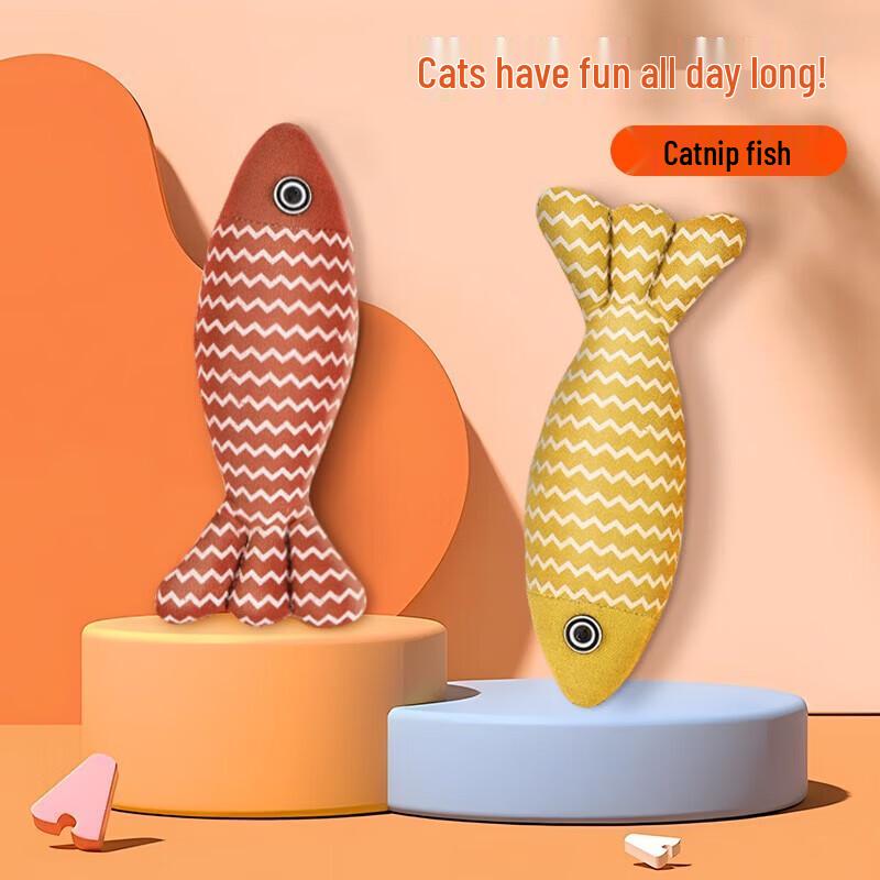 8-Pack Silent Linen Fish Cat Teaser Toys