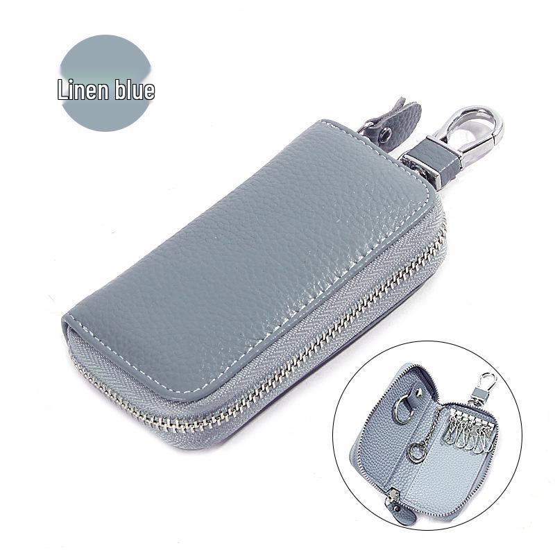 Genuine Leather Car Key Bag - Women's/Men's Waist-Hanging Zipper Key Case