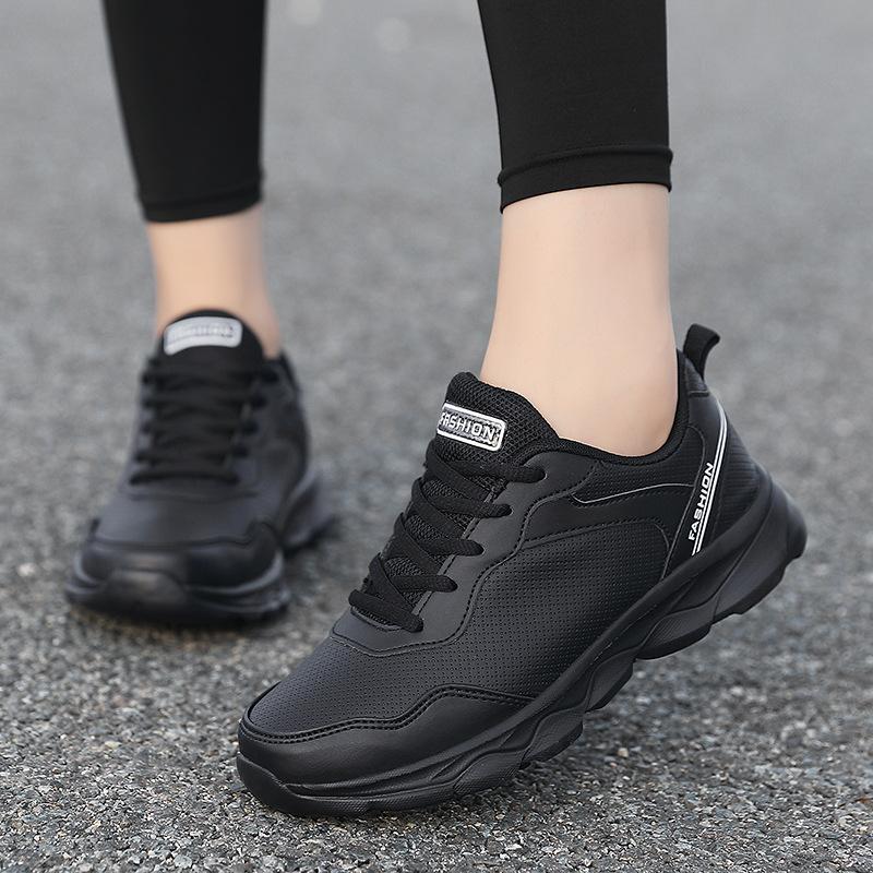Non-slip sneakers, black, thin and heightened dad shoes, spring and autumn thick soles, comfortable and casual large size.