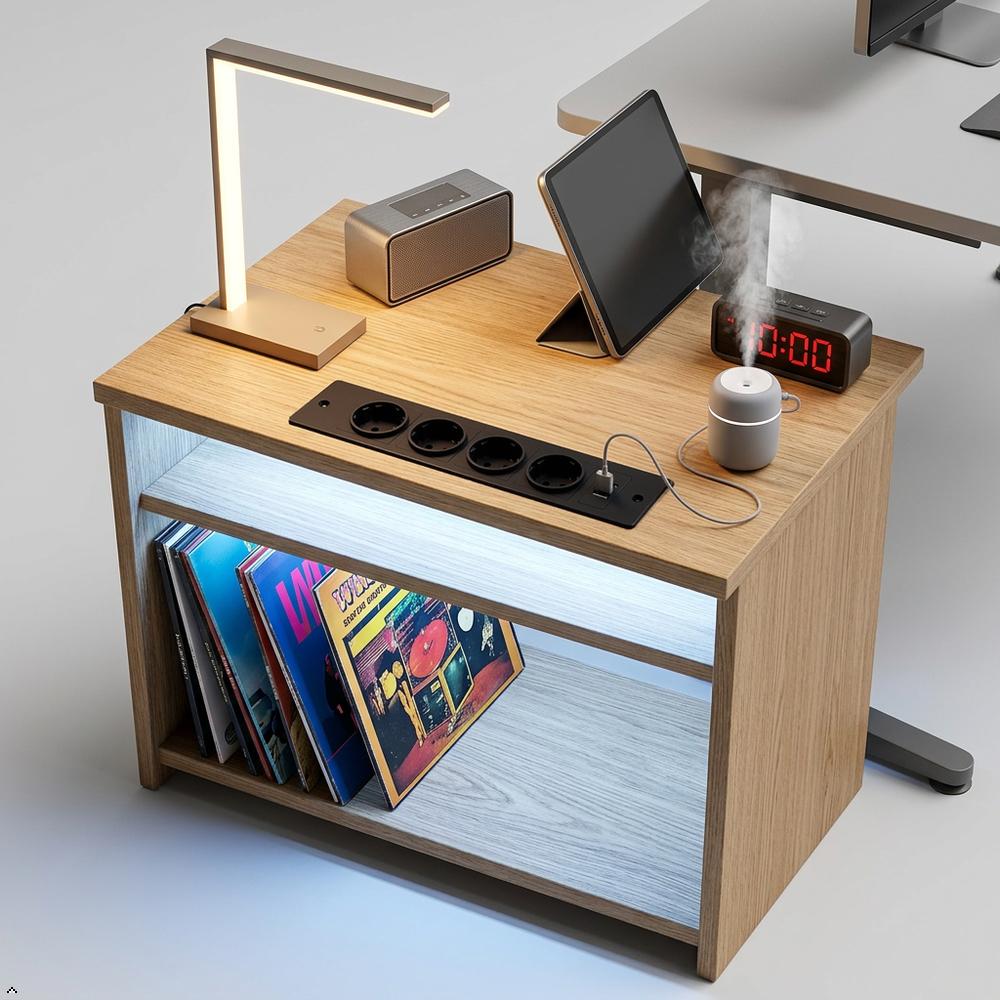 פס חשמל שקוע 4 שקעי AC עם USB A USB C, שקע חשמל מובנה לשולחן עבודה בהתקנה שטוחה עם כבל מאריך