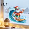 Festliche Fenster-Szene Layouts Weihnachten Surfen Weihnachtsmann Statischer Glasaufkleber, Tropischer Wasserdichter PVC-Aufkleber für DIY-Display-Aufkleber Zuhause