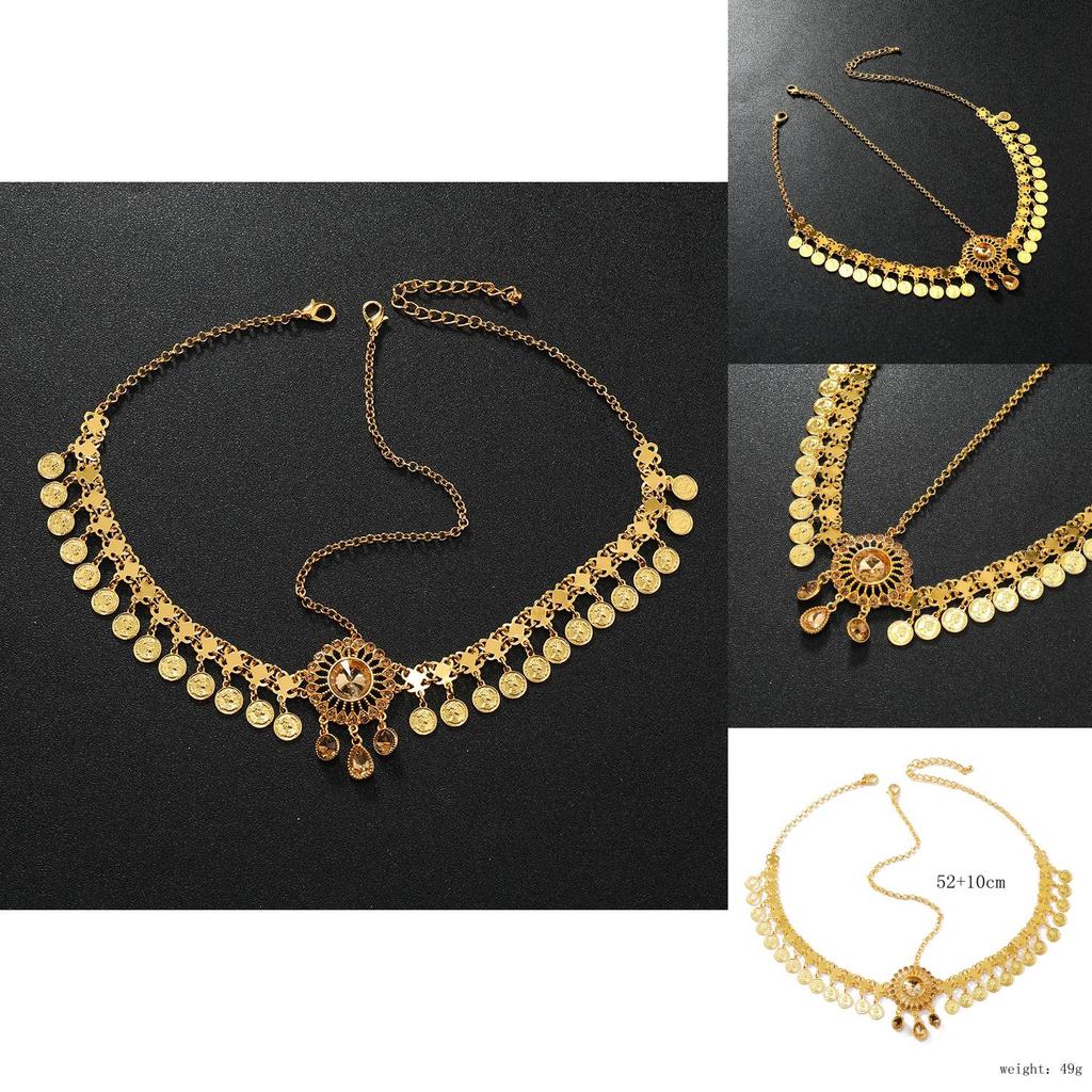 Elegant Simulation Crystal Decoration Gold Women Headwear With Tassel Design For Brides And Special Occasions