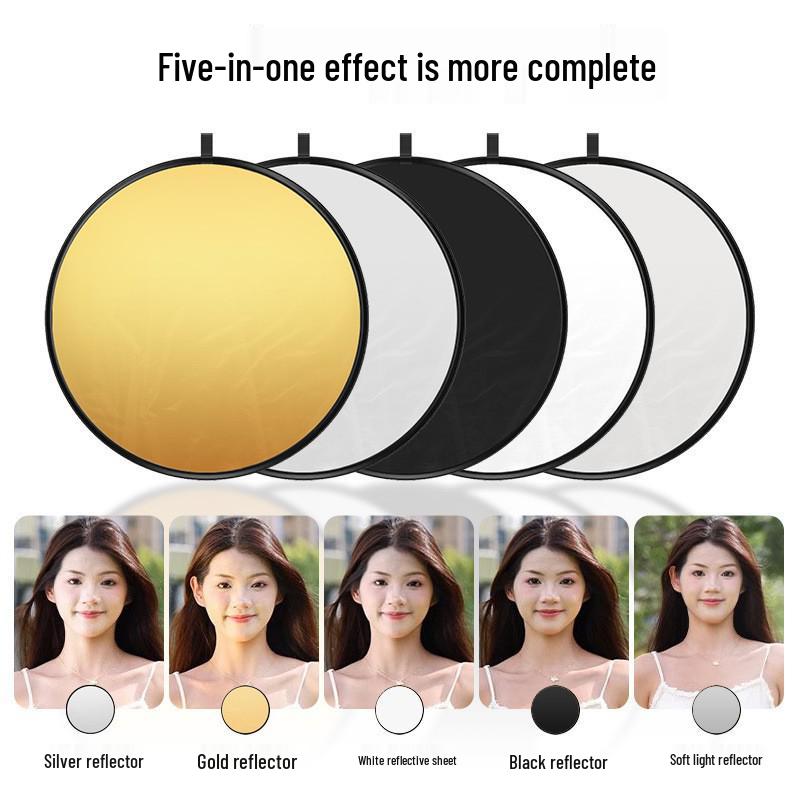 Portable 5-in-1 Photography Reflector: Outdoor/Indoor Shooting, Live Broadcast, Soft Light, Folding Design