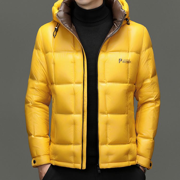 Men's Hooded White Duck Down Jacket - 2025 Winter Business Casual Outerwear.