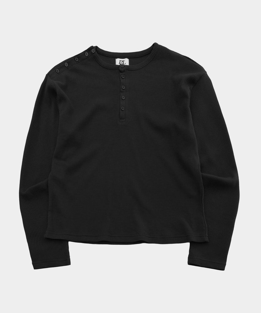 PLACESTUDIOMAN Snap Point Soft Round Neck Basic Long Sleeve T-Shirt _3 Colors