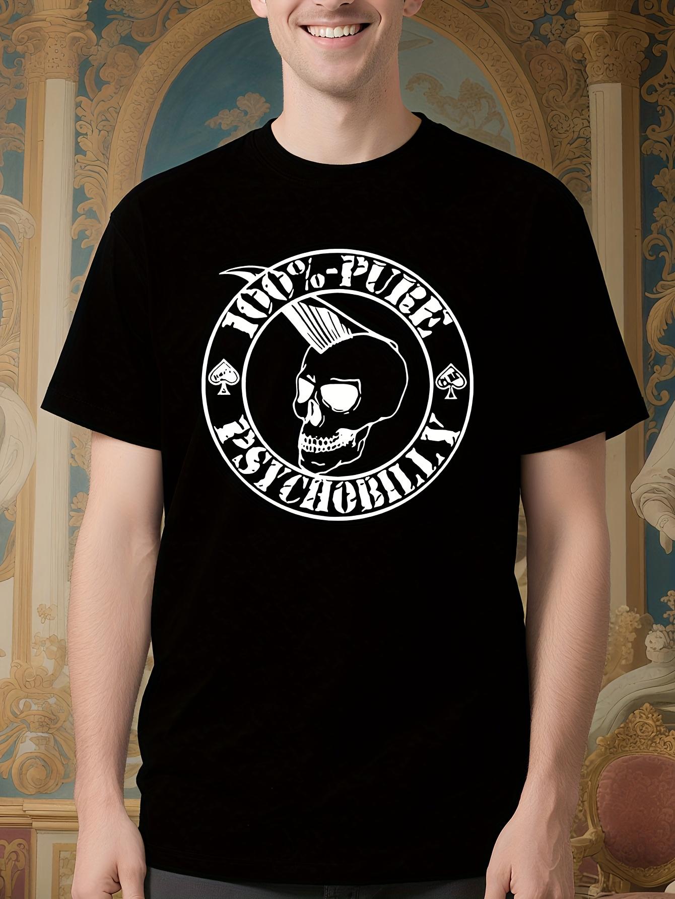 Psychobilly Graphic Tshirt - Edgy Skull and Stars Print XXXXL