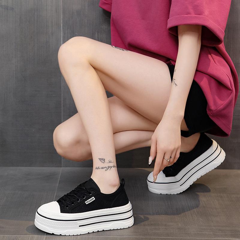 Casual Shoes Women's Imitation Leather 2025 Summer New Mesh Breathable Soft Sole Light White Shoes Small Height