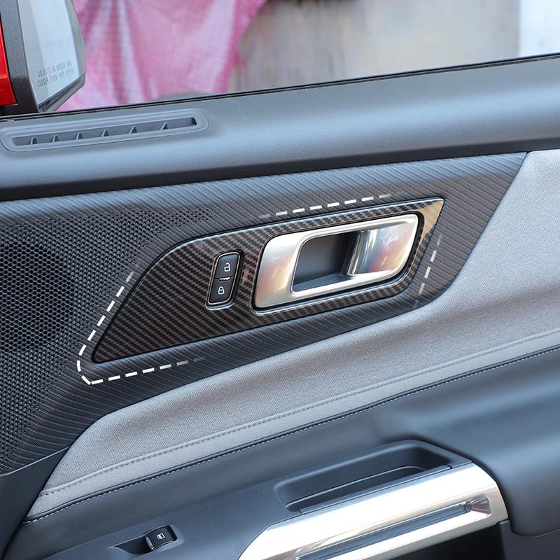  ABS Interior Door Handle Decorative Frame Decoration Cover Sticker Fit For Ford Mustang 2015 Up Interior Accessories