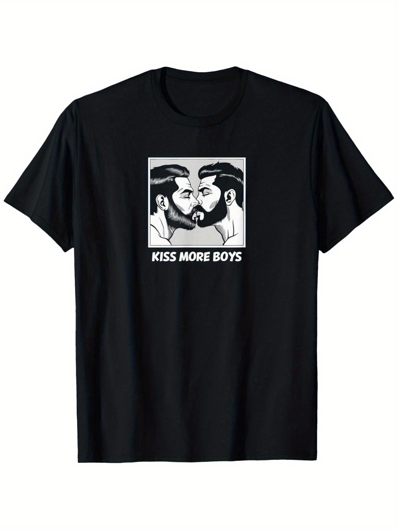 

Kiss More Boys Gay Bear- Daddy Bear LGBTQ Pride Bearded Men T-Shirt M