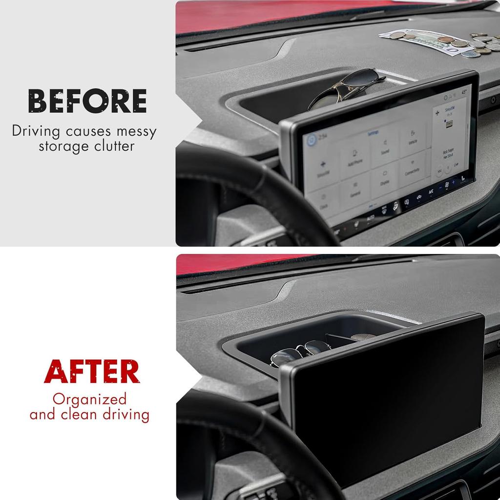Mabett Dashboard Storage Organizer For Ford Maverick 2025,Anti-Slip Dash Panel Tray With Dedicated Sunglasses Compartment Behind Screen Maverick