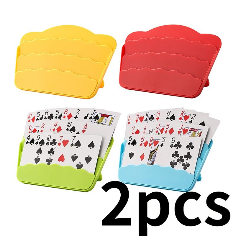 2pcs Durable Inclined Card Storage Box – Contactless Poker Tray – Portable Desktop Accessory – Suitable for Various Card Games