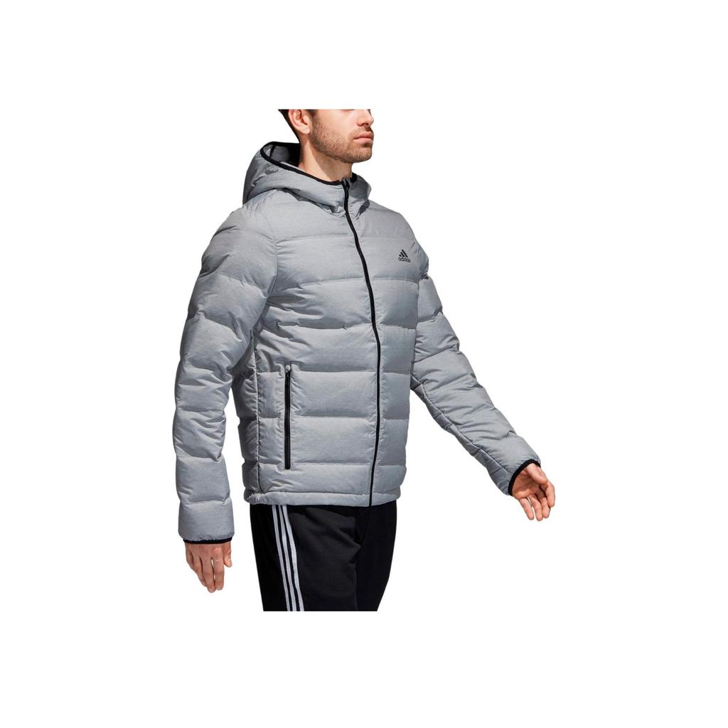 Adidas Logo Hřejivá Ležérní Outdoorová Péřová Bunda s Kapucí Pánská Svrchní Oblečení Střední-Konopně-Šedá CZ1386