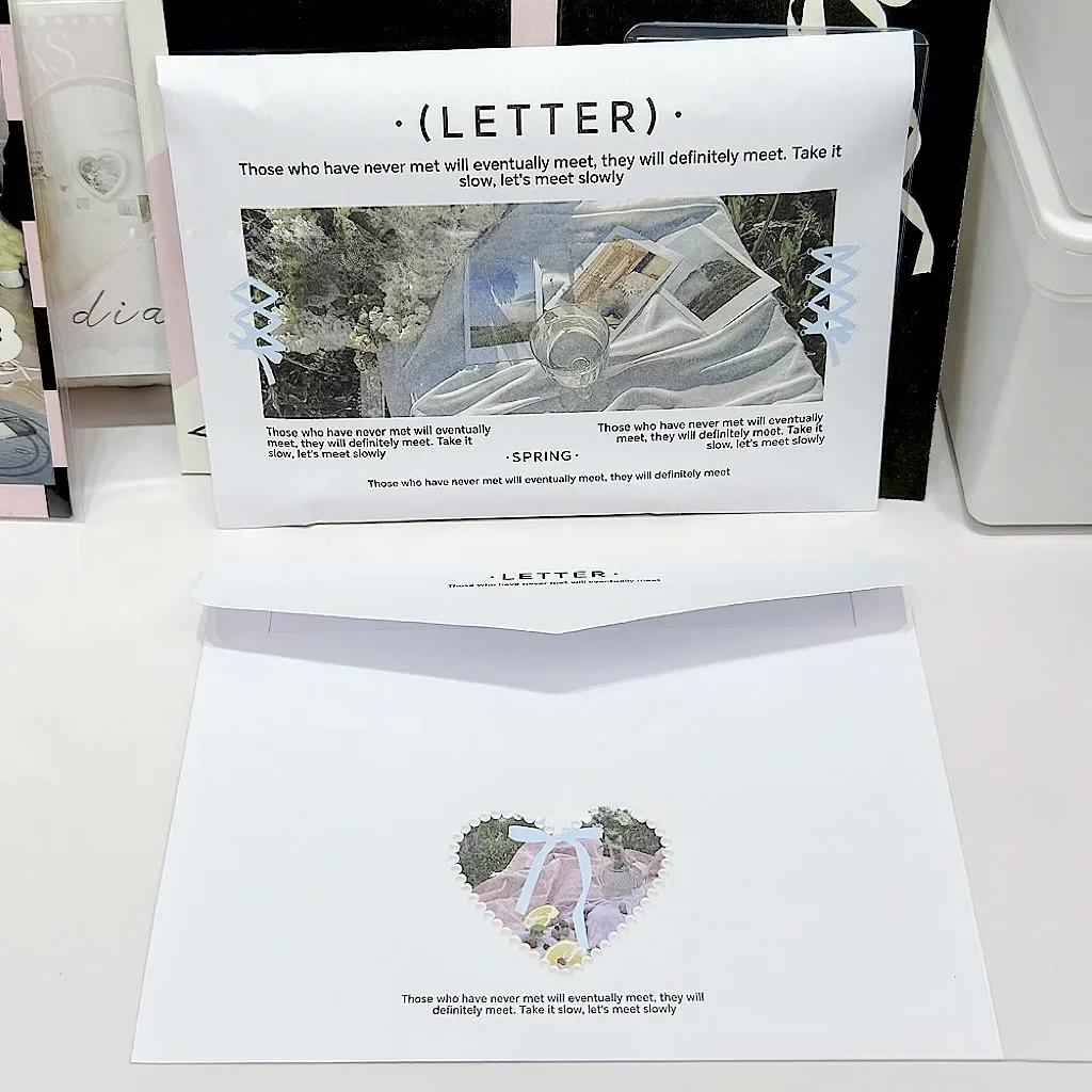 5Pcs Aesthetic Letter From Spring Kraft Paper Envelope Kpop 3-inch Photo Card DIY Packing Kawaii Girl Card Package