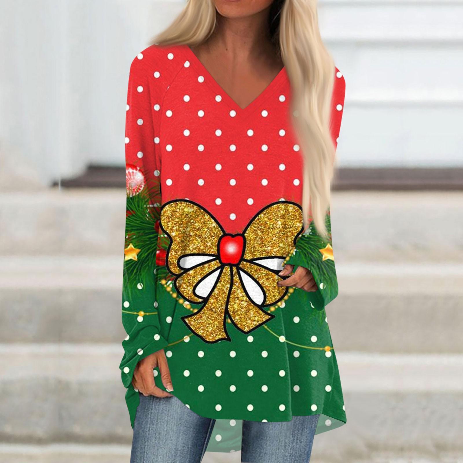 Женская осенне-зимняя повседневная длинная свободная футболка с v-образным вырезом — фото 3