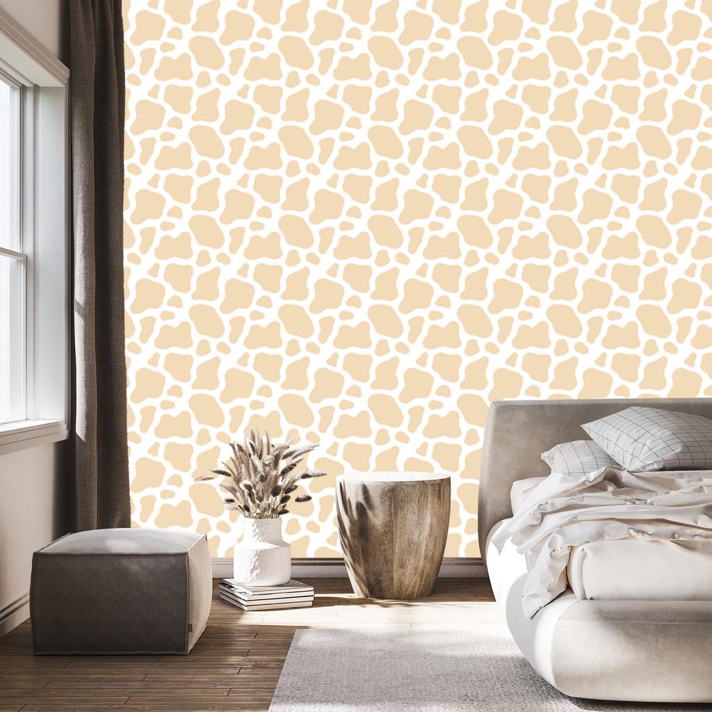 Cow Patches Cream Wallpaper, Subtle Detail for Living Room and Bedroom 50x1000