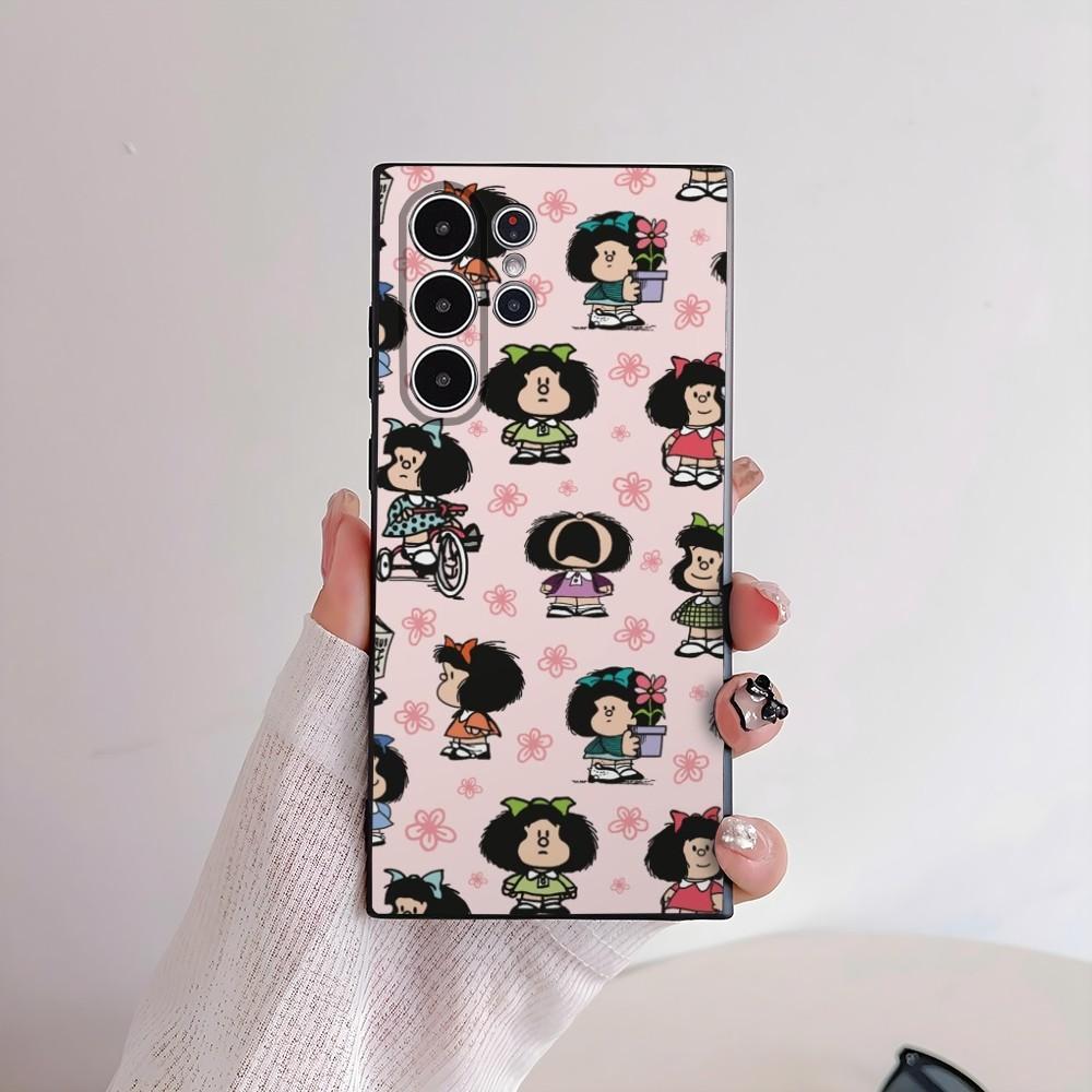 Cartoon M-Mafalda Cute Girl Phone Case For Samsung Galaxy S25 S24 S22 S23 Ultra S21 S20 Plus 5G Frosted Non-Slip Full Soft Cover