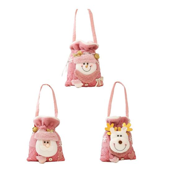 Yousheng 1/2/3Pcs Christmas Gift Bag Santa Claus Snowman Reindeer Design Festive Theme Xmas Candy Bag with 3D Embroidery Party Decoration