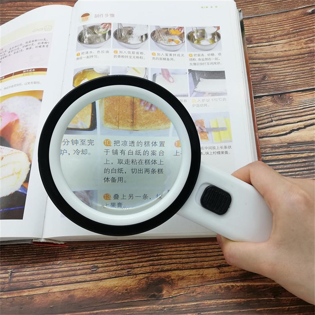 Handheld Magnifying Glass with 30x Large Magnifying Glass with 12 Ideal for Jewelry and Professional Use Light, Magnification, LEDs, Seniors, Reading,