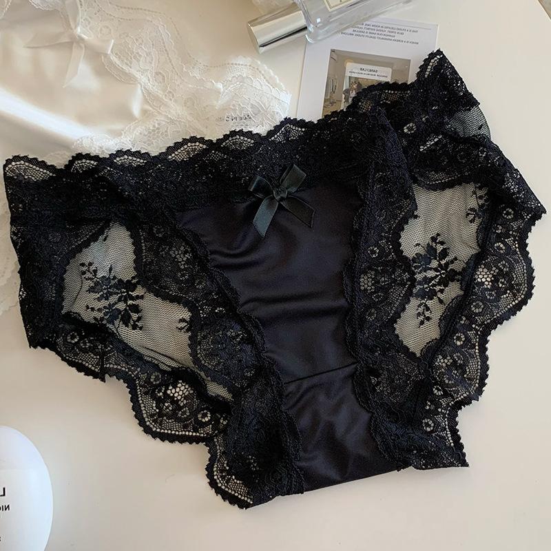 Female Spring and Summer Sexy Lace Transparent Mesh Yarn Low Waist Triangle Briefs