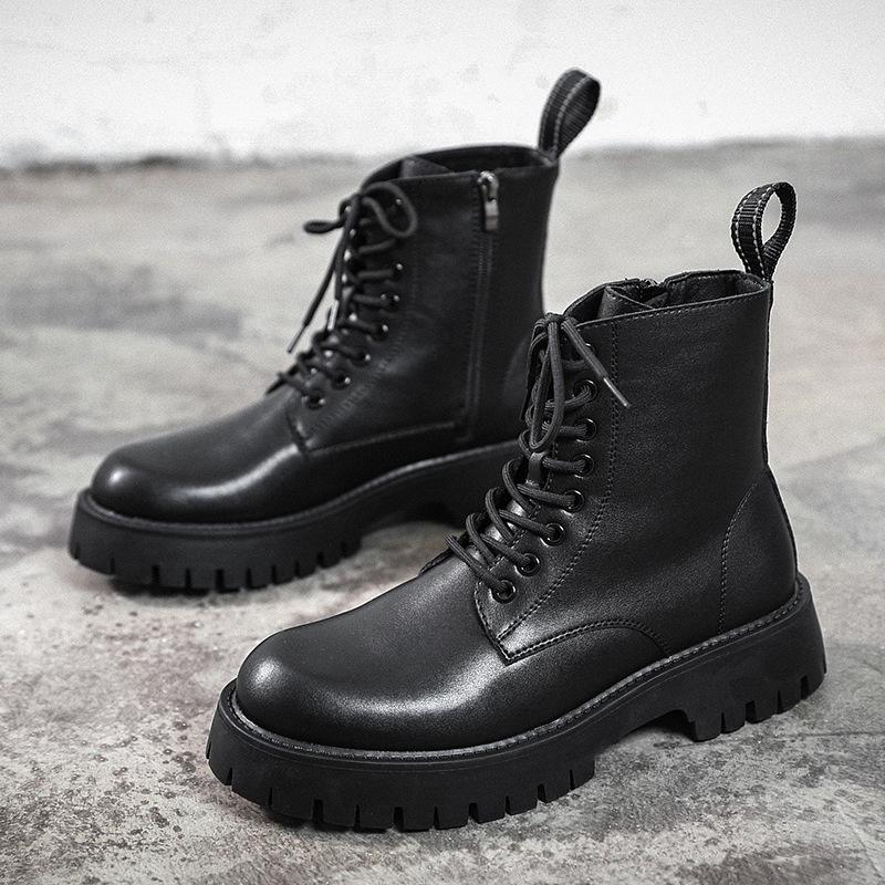 

2024 весна-лето повседневные модные ботинки мужские высокие с боковой молнией мужские ботинки Martin из натуральной кожи бархатные мужские ботинки 44