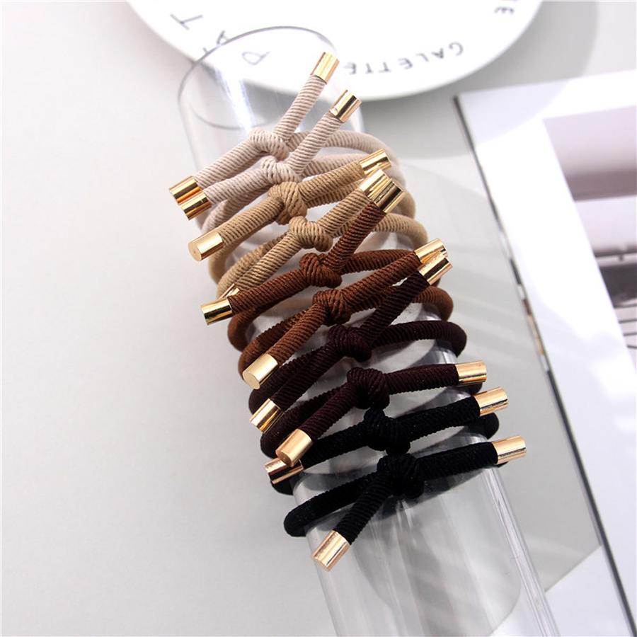 10Pcs Women Elastic Hair Rubber Bands High Quality Girls Hair Bands Hair Scrunchies Gold Plated Hair Accessories Hair Gum/Tie