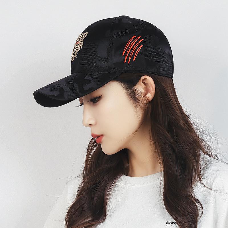 Tiger-head Three-dimensional Metal Thread Embroidery Sunshade Men's and Women's Gauze Net Hats Camouflage Baseball Hats