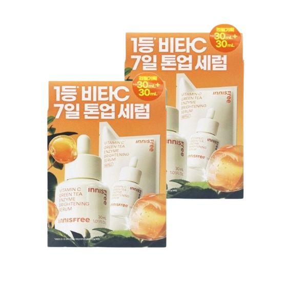 

Innisfree New Vita C Green Tea Enzyme Brightening Serum Spot Care & Hydrating 30ml × 2