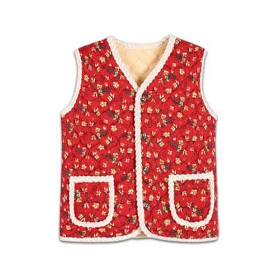 Floral Quilted Sherpa Warm Vest – Trending Korean Retro Style(RED)