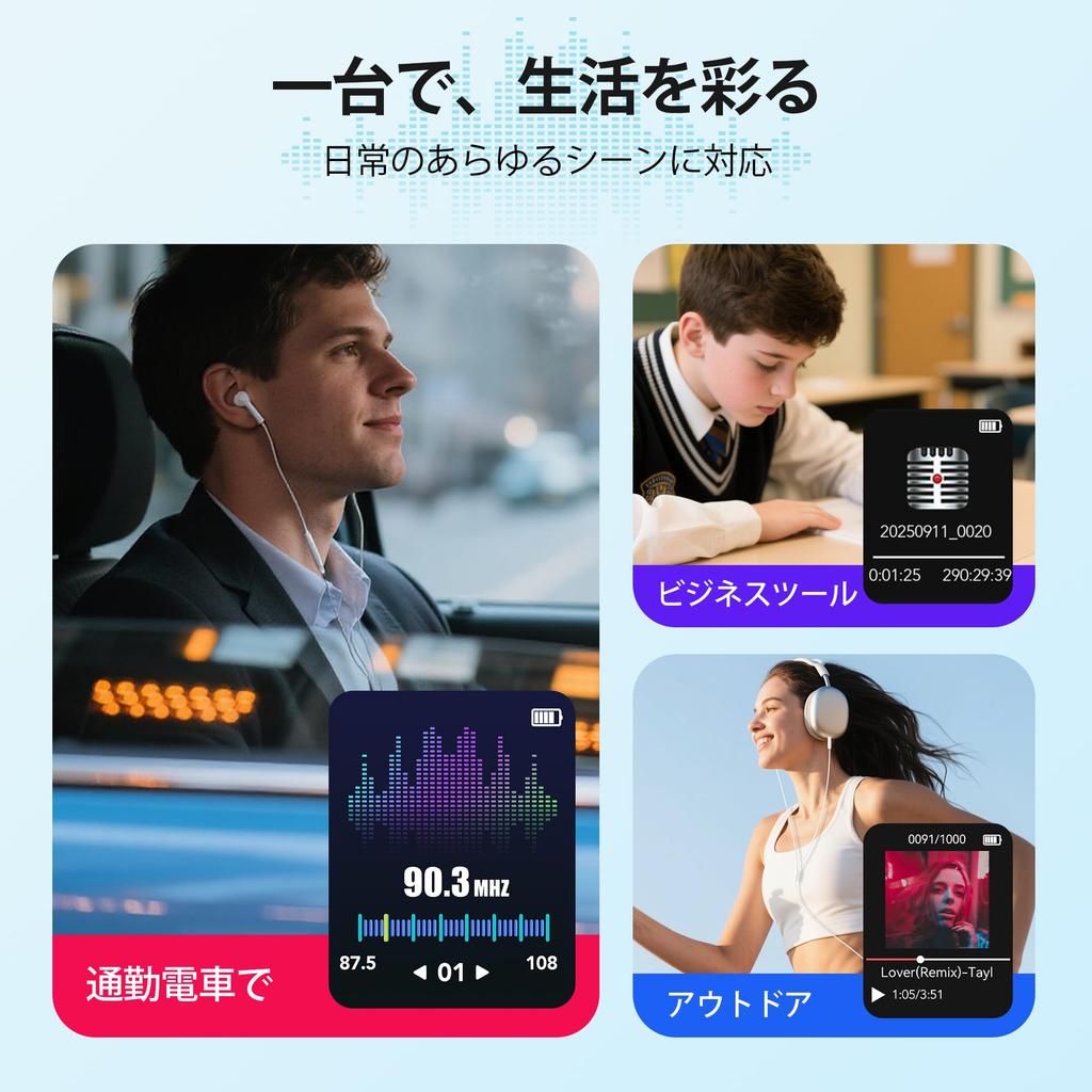[Add Site Button] AGPTEK MP3 Player, HiFi Music Player, Ultra-lightweight 30g, 64GB Built-in, Expandable up to 128GB, Button Operation, 40 Hours Playb