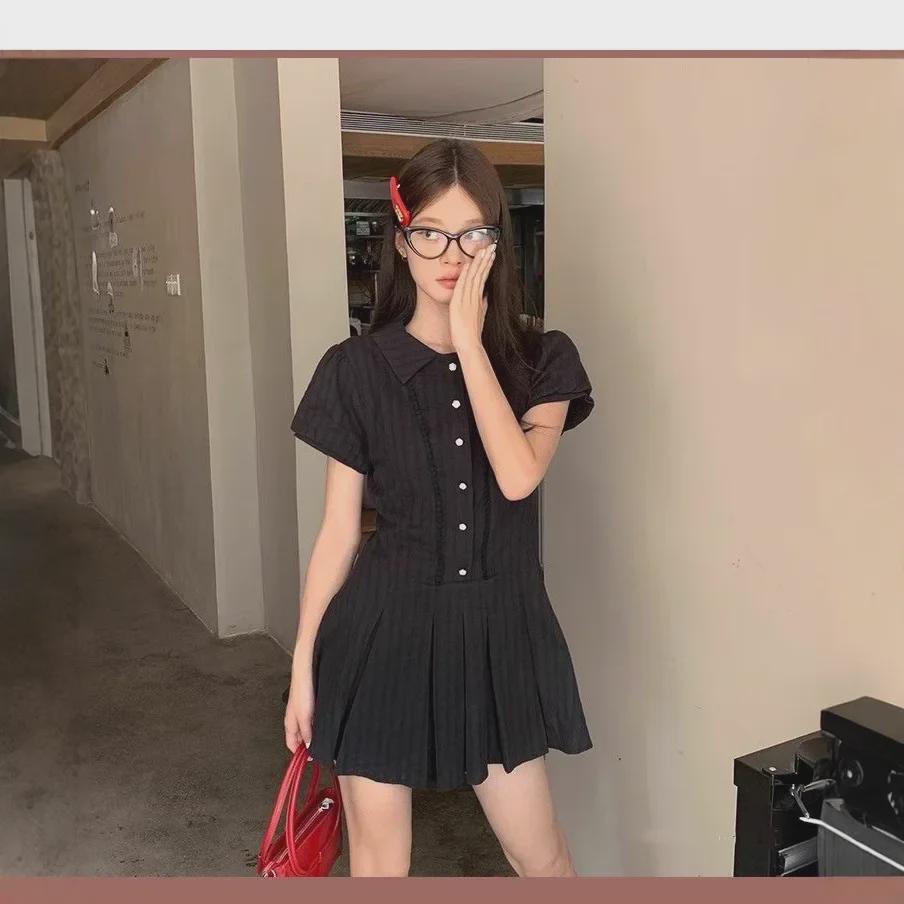 2024 Neues Puppenkragenkleid: Altersreduzierender A-Linien-Rock mit kurz- oder langärmligem Hemd