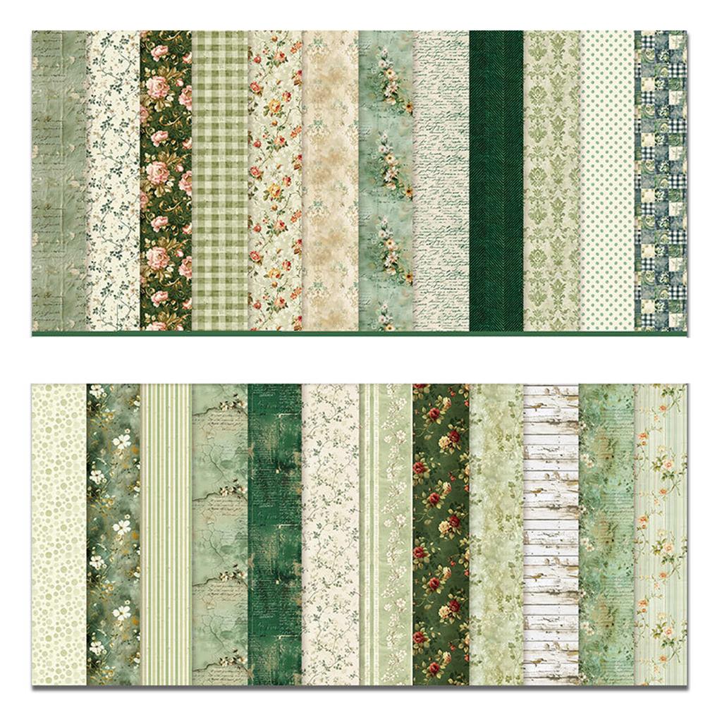24PCS/SET Christmas Flower Printed Scrapbooking Background Paper Pads Vintage Junk Journal Paper Packs Art Handmade Crafts