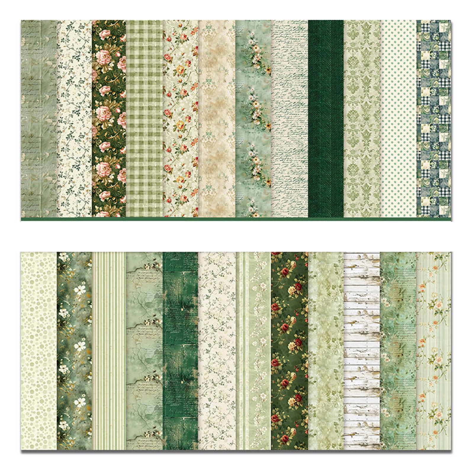 

24PCS/SET Christmas Flower Printed Scrapbooking Background Paper Pads Vintage Junk Journal Paper Packs Art Handmade Crafts