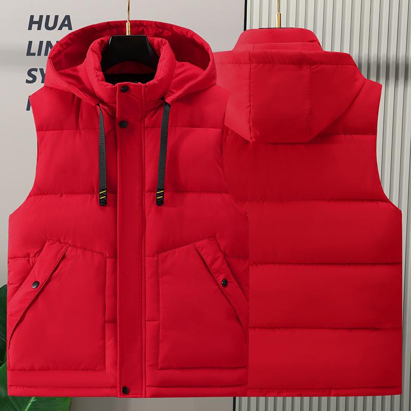 

Плотный жилет, Осенне-зимний повседневный мужской жилет большого размера, Модный и теплый, Длина до плеч S красный